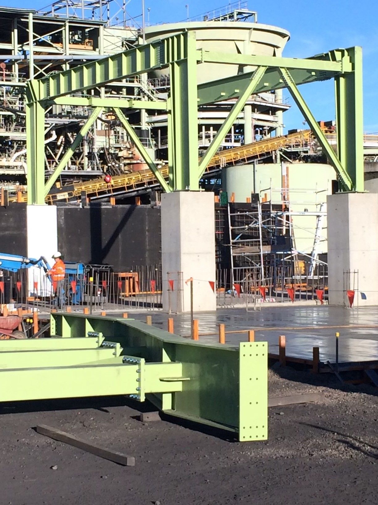 A Construction Site With A Large Green Structure In The Foreground — JMG Maintenance & Fabrication In Muswellbrook NSW