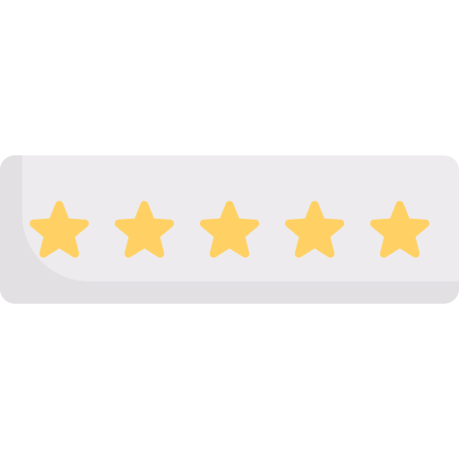 Five yellow star icons arranged in a slight arch, commonly used to represent a five-star rating.