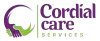 NDIS support in Canberra - A purple and green logo for cordial care services