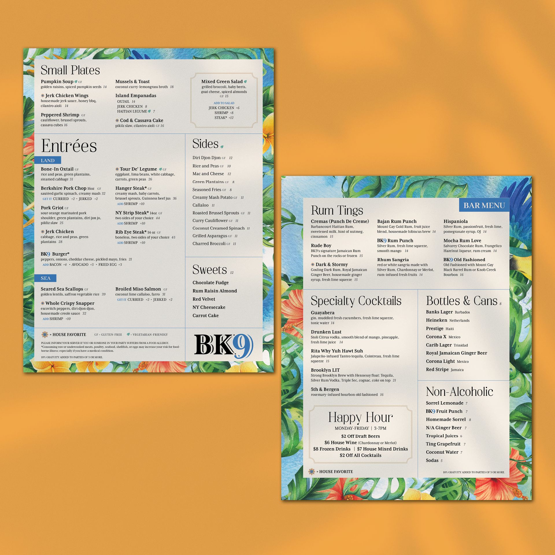 BK9 Caribbean Restaurant & Bar Menu