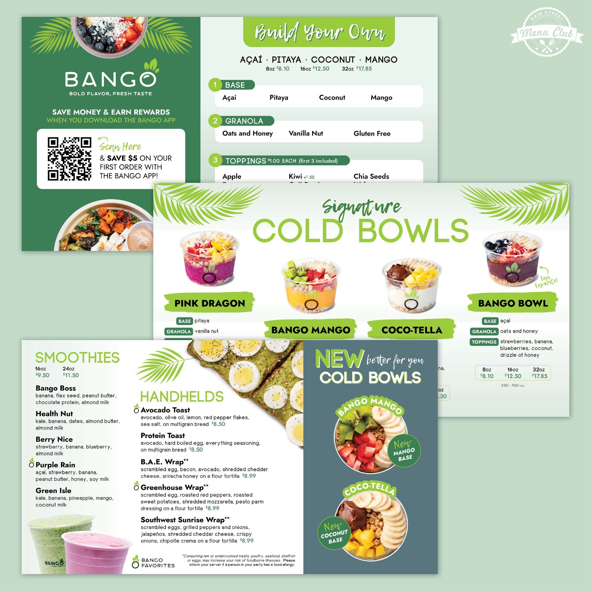 Bango Fresh Taste Menu