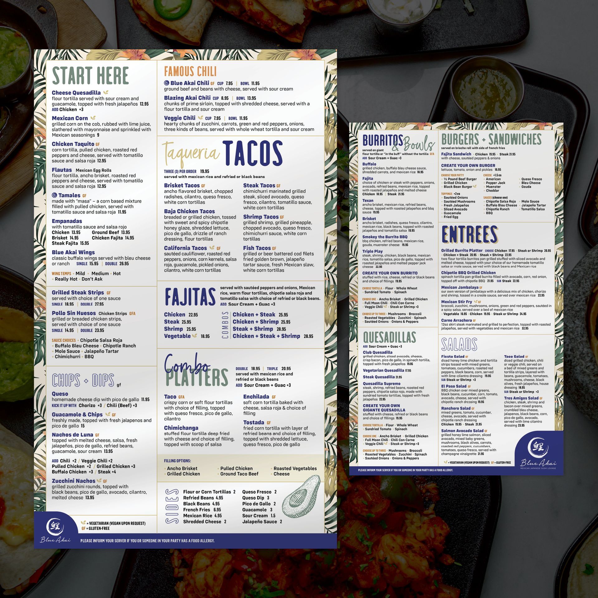 Blue Akai Mexican & Japanese Menu