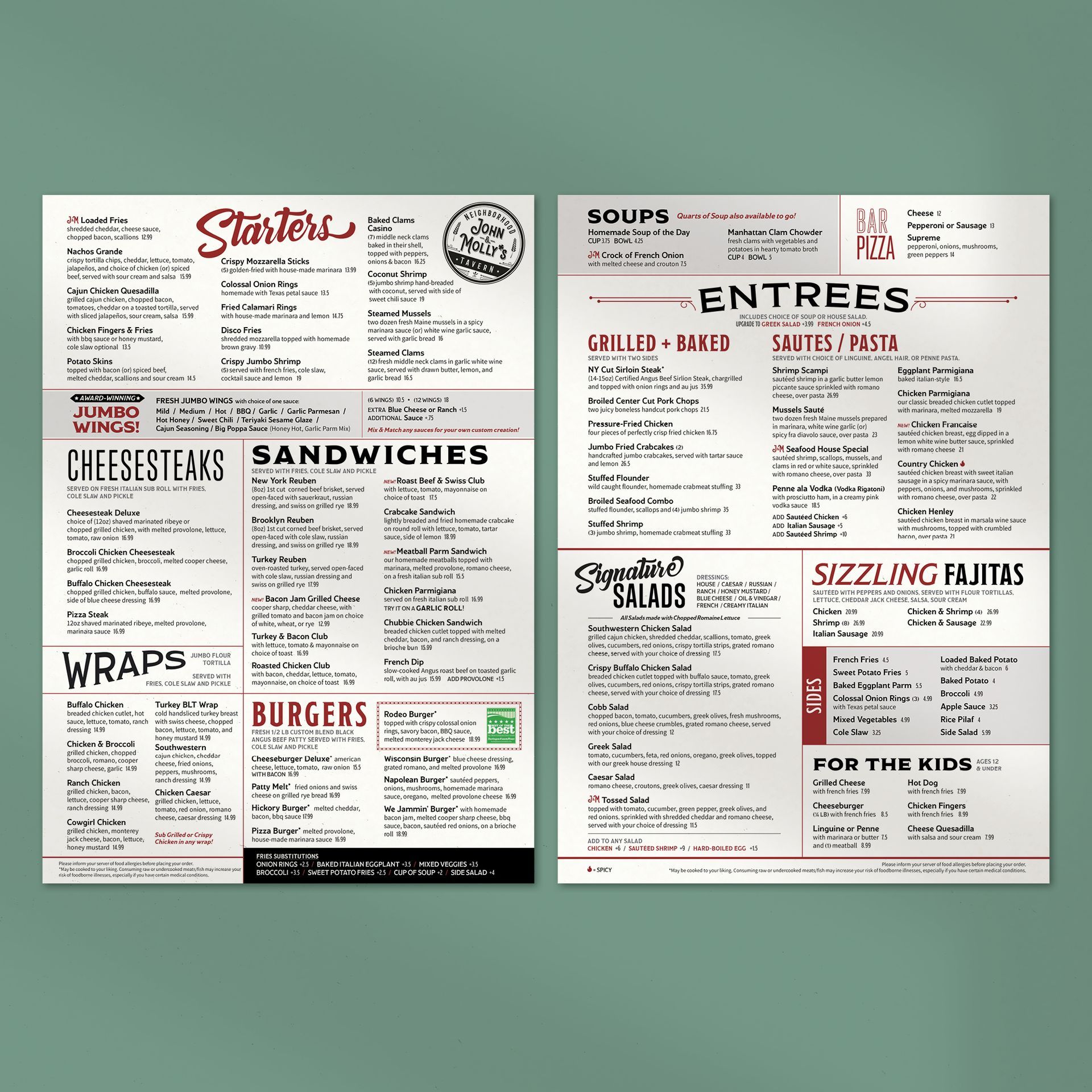 John and Molly's Tavern Menu