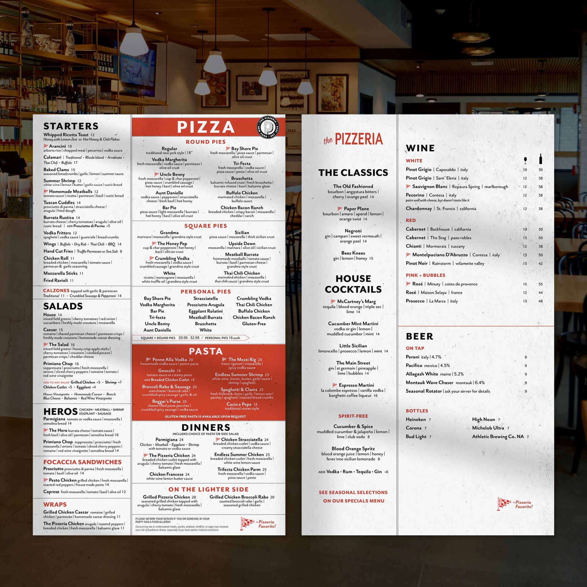 The Pizzeria Menu