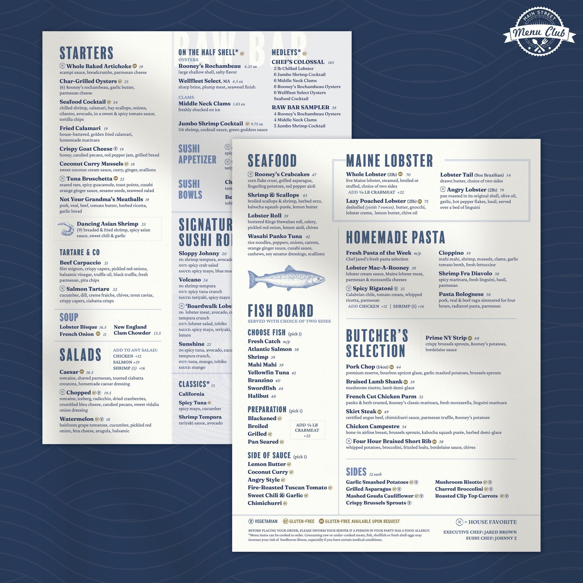 Rooney's Upscale Seafood & Steak Menu