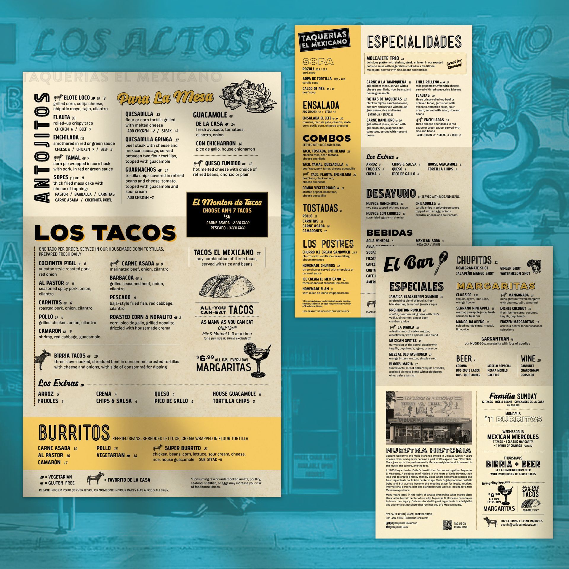 Taquerias El Mexicano Menu