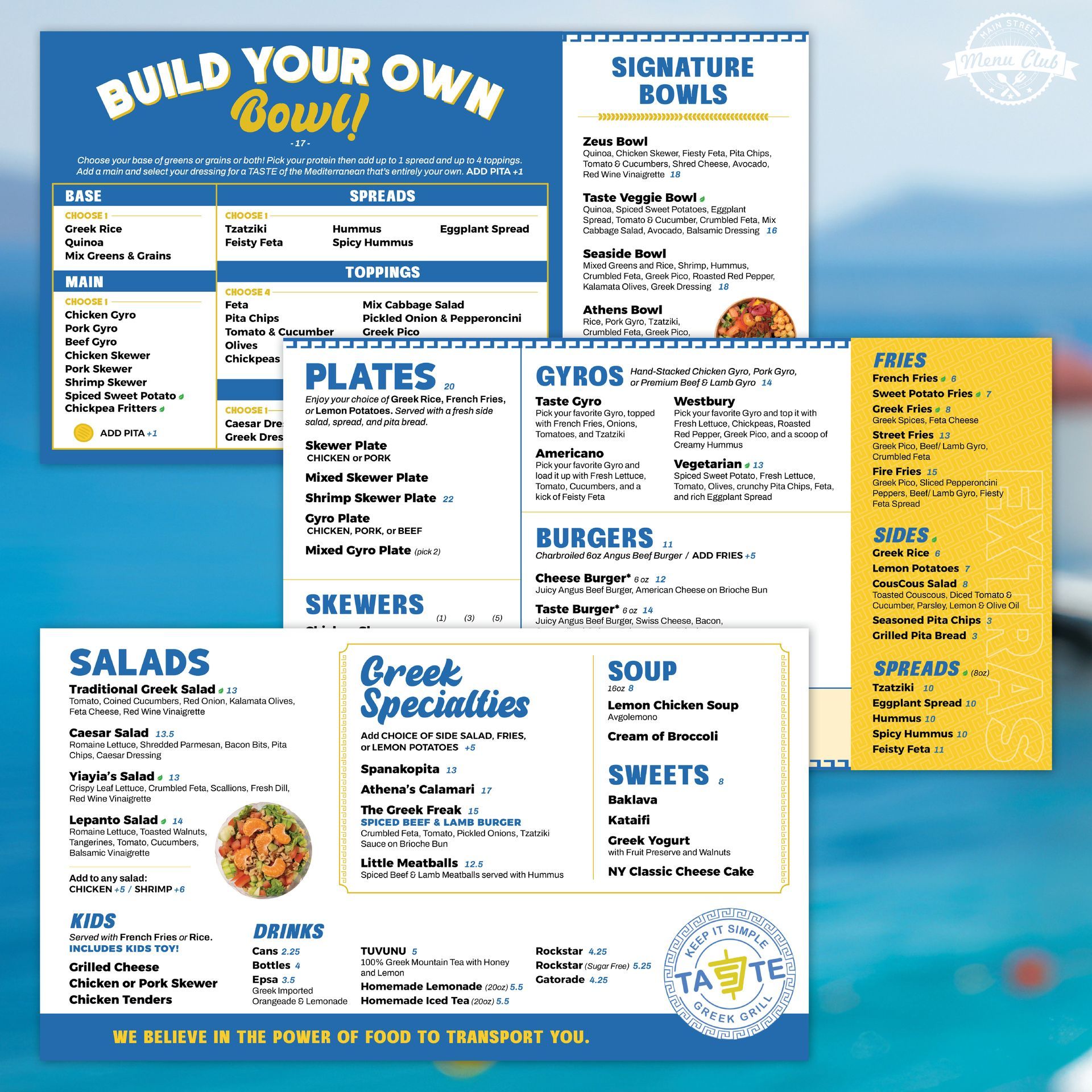 Taste Greek Grill Menu