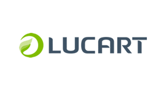 Un logo blu e verde per Lucart su uno sfondo bianco