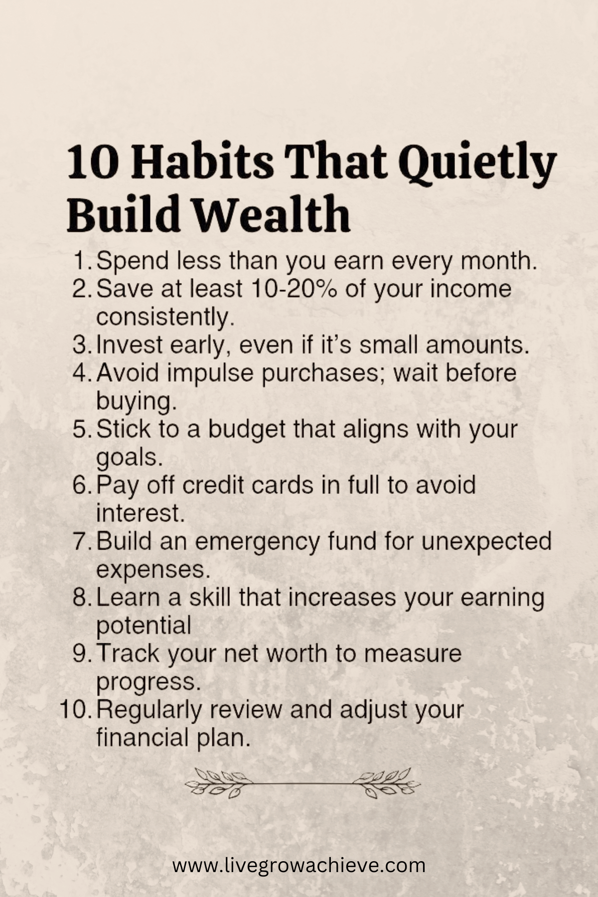 A list of 10 habits that quietly build wealth