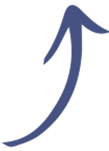 A blue arrow pointing up on a white background.