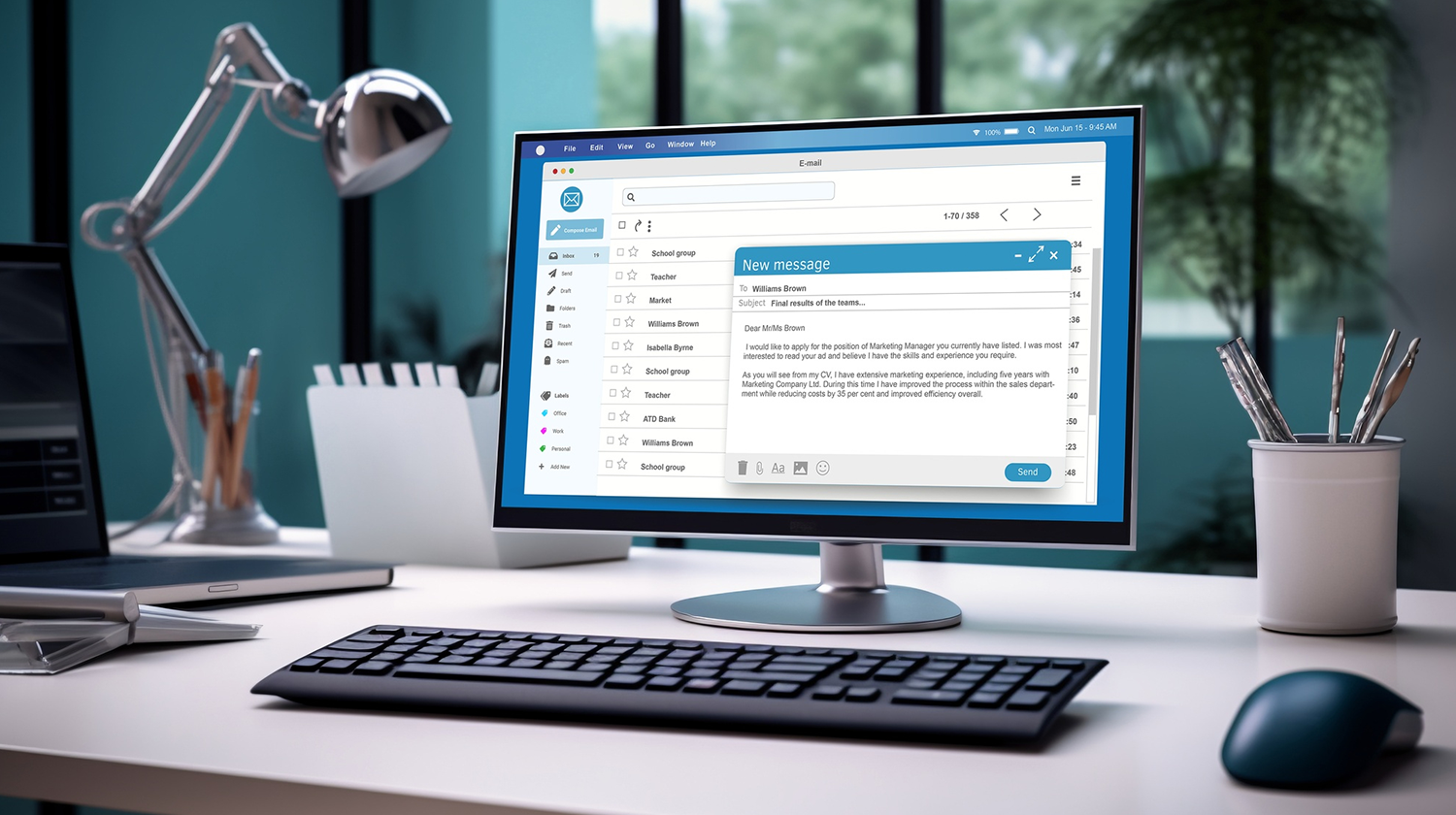 Work computer virtual assistant for email marketing
