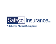 Safeco Insurance logo with blue and white text, “A Liberty Mutual Company” beneath
