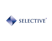 Selective logo with blue diamond icon and navy text on a white background