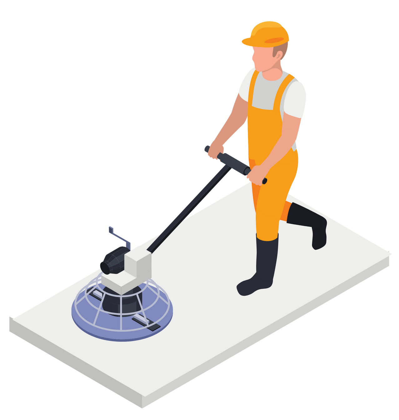 A man is using a machine to polish a concrete surface.