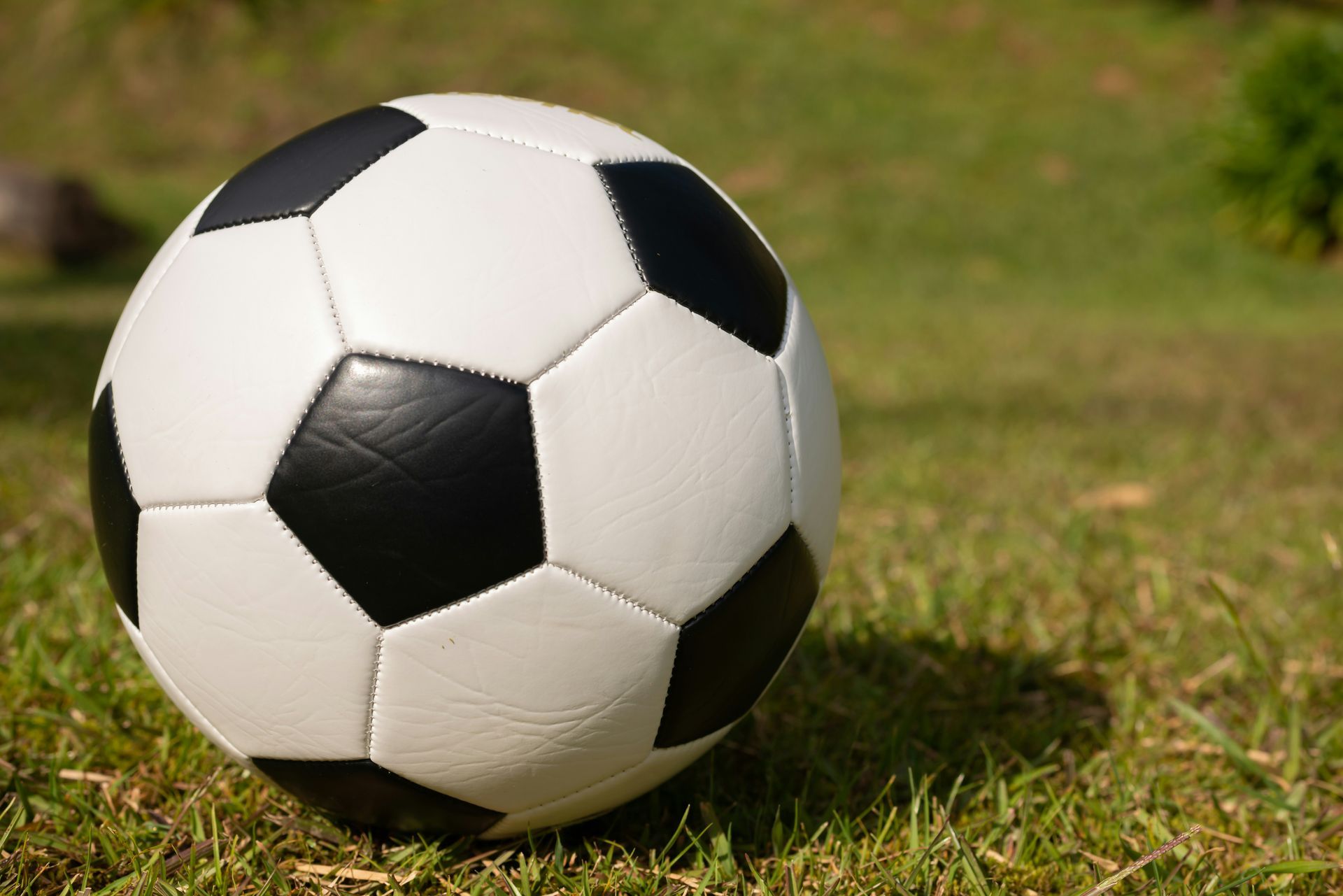 A football in a grass field
