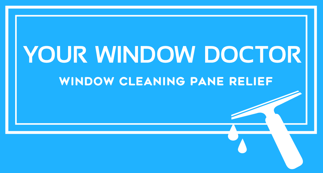 A blue sign that says your window doctor window cleaning pane relief