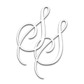 Interlocking white cursive monogram initials on a light gray background