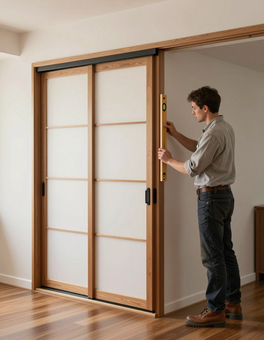 Instalación profesional de una puerta japonesa corrediza