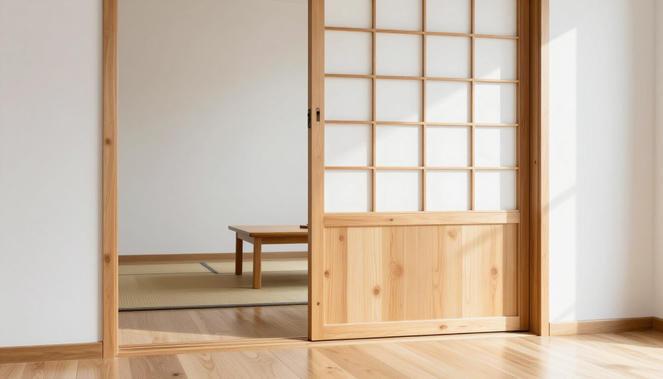 Puerta corredera shoji de madera
