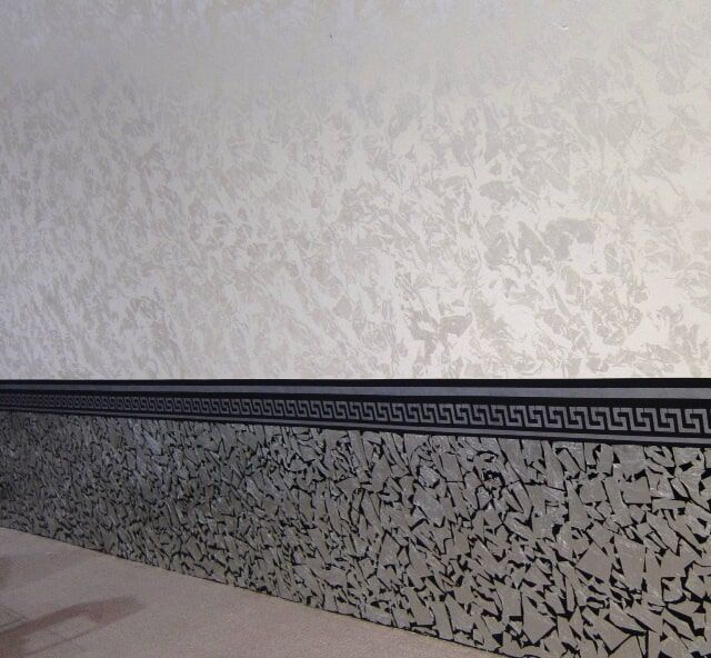 Wall With White And Grey Design — Artizans International Specialised Paint Finishes in Robina, QLD