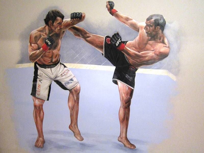 Paint Of A Boxing Match Between Two Men — Artizans International Specialised Paint Finishes in Robina, QLD