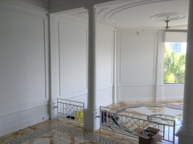 White Wall And Elegant Floor In The Palazzo Condo — Artizans International Specialised Paint Finishes in Robina, QLD