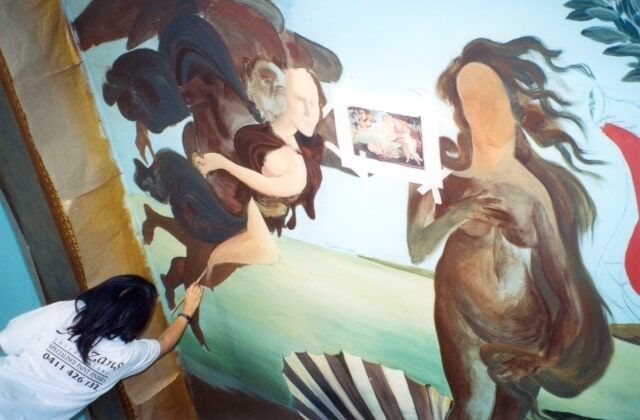 Woman Painting On The Ceiling — Artizans International Specialised Paint Finishes in Robina, QLD