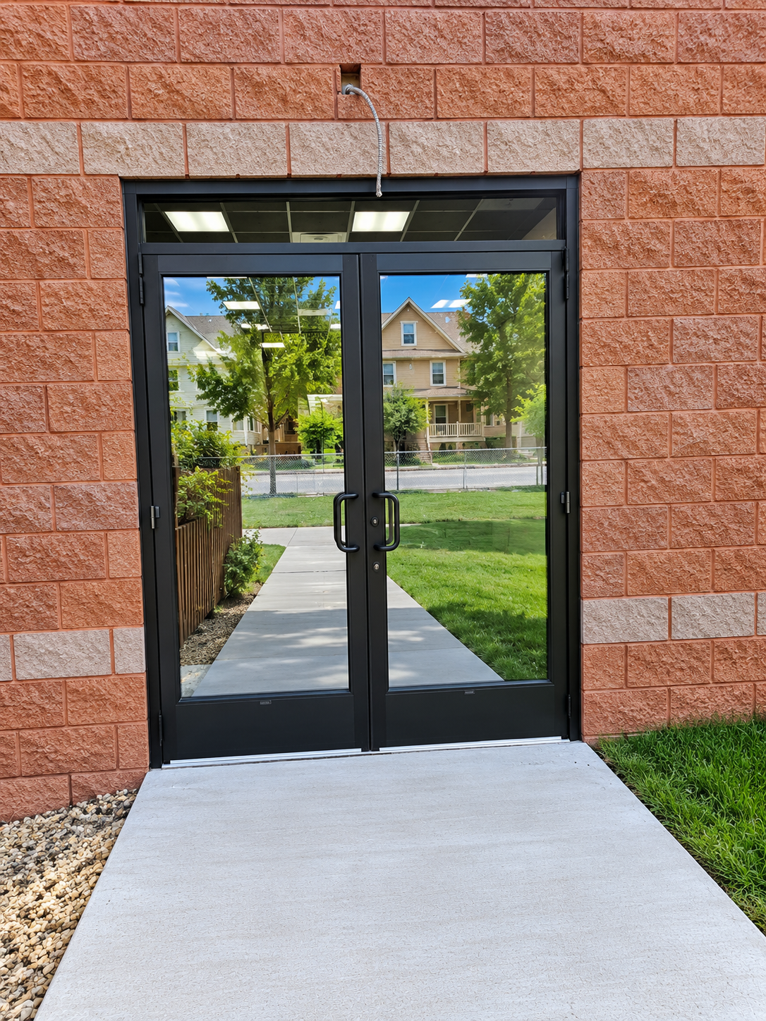 Commercial aluminum-framed glass entrance doors installed in Baltimore, MD