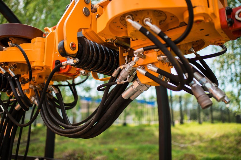 Close-up of Hydraulic Valve Pipe System in Agricultural Machinery — Hydraulic Repairs in Ballina, NSW