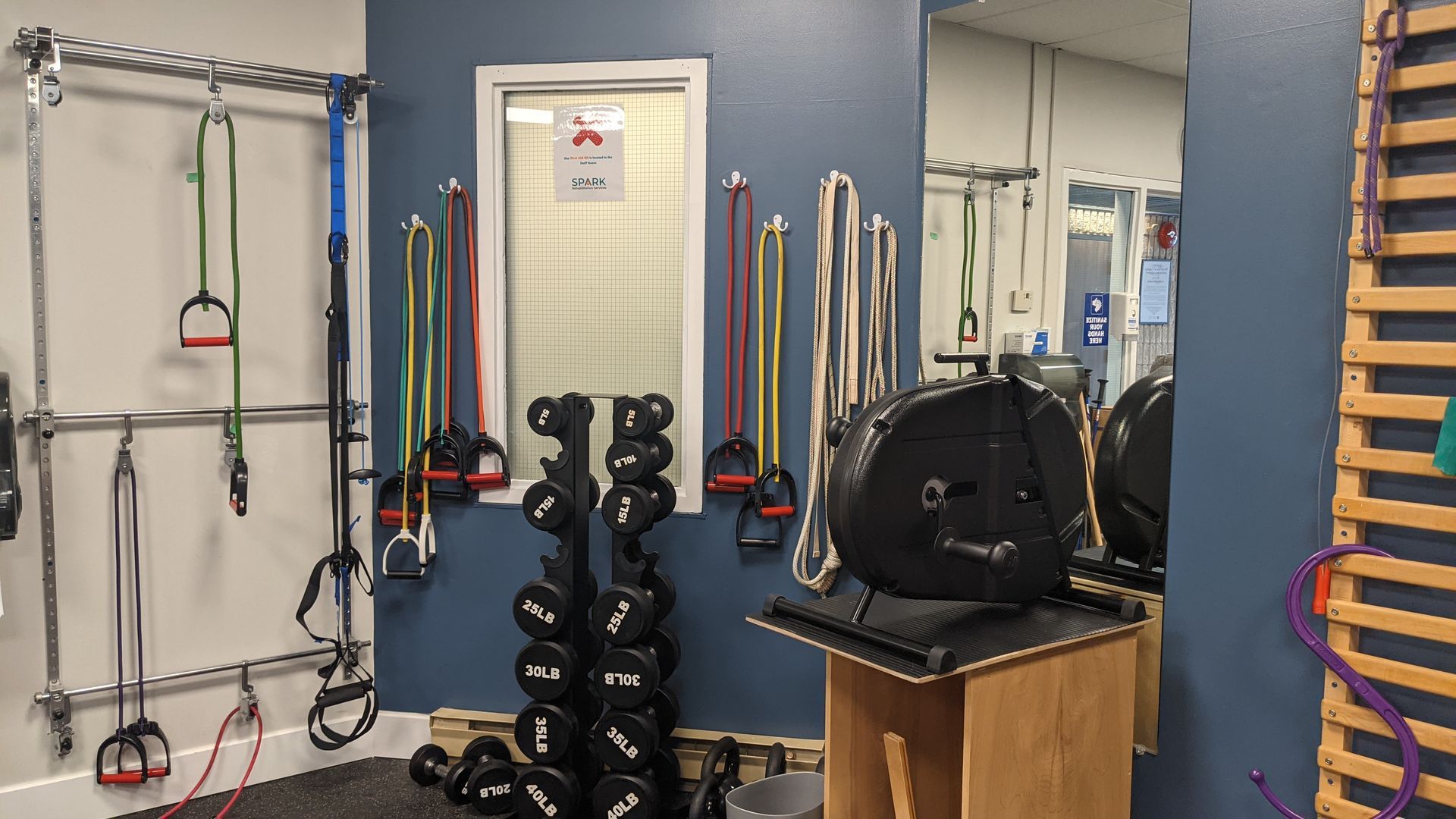 Inside Spark Rehabilitation SSM Clinic: physiotherapy, massage, sensory & kinesiology gyms, plus services across the region.