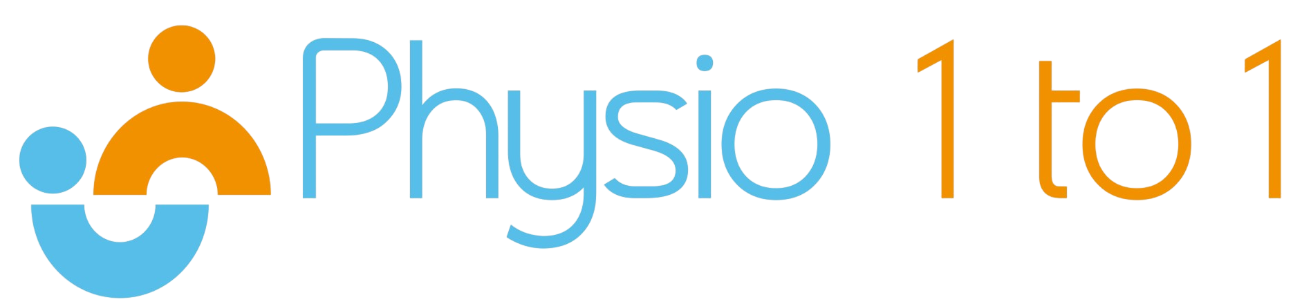 Logo with orange and blue figure symbol, 