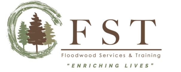 FST Floodwood Services & Training logo with green tree icon and tagline “Enriching Lives”