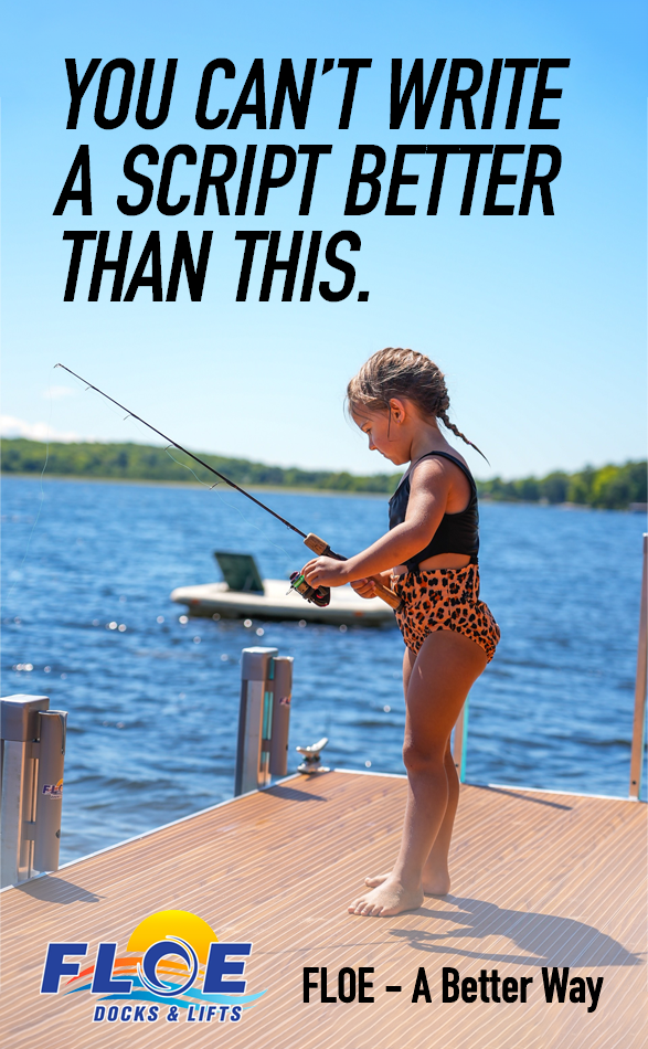 Person fishing from a dock, with text: “You can’t write a script better than this.”