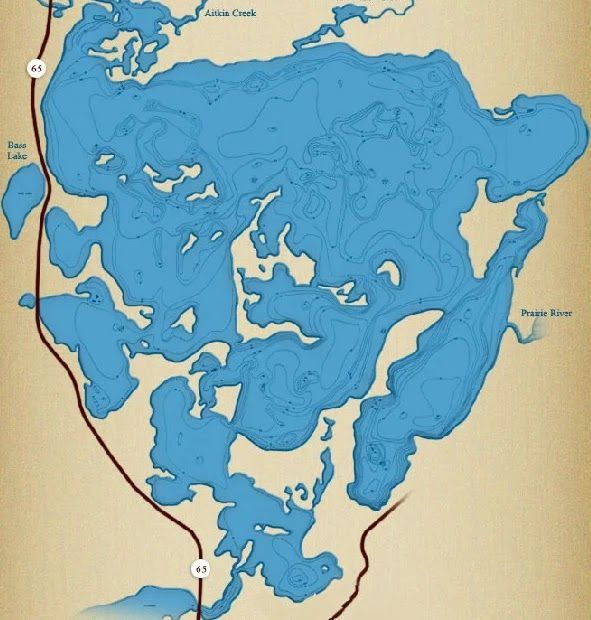 Blue map or diagram with tan background and red border, showing irregular landmass shapes and labels.