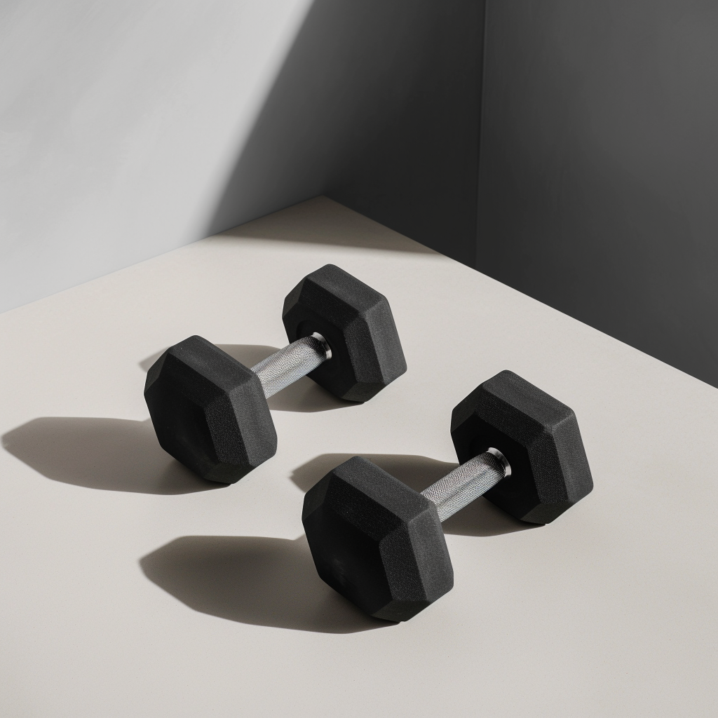 Black dumbbell on a light background