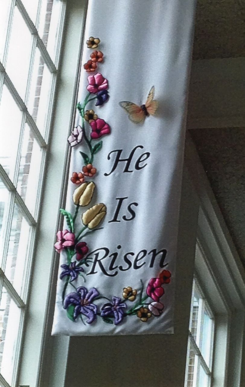 White banner with 