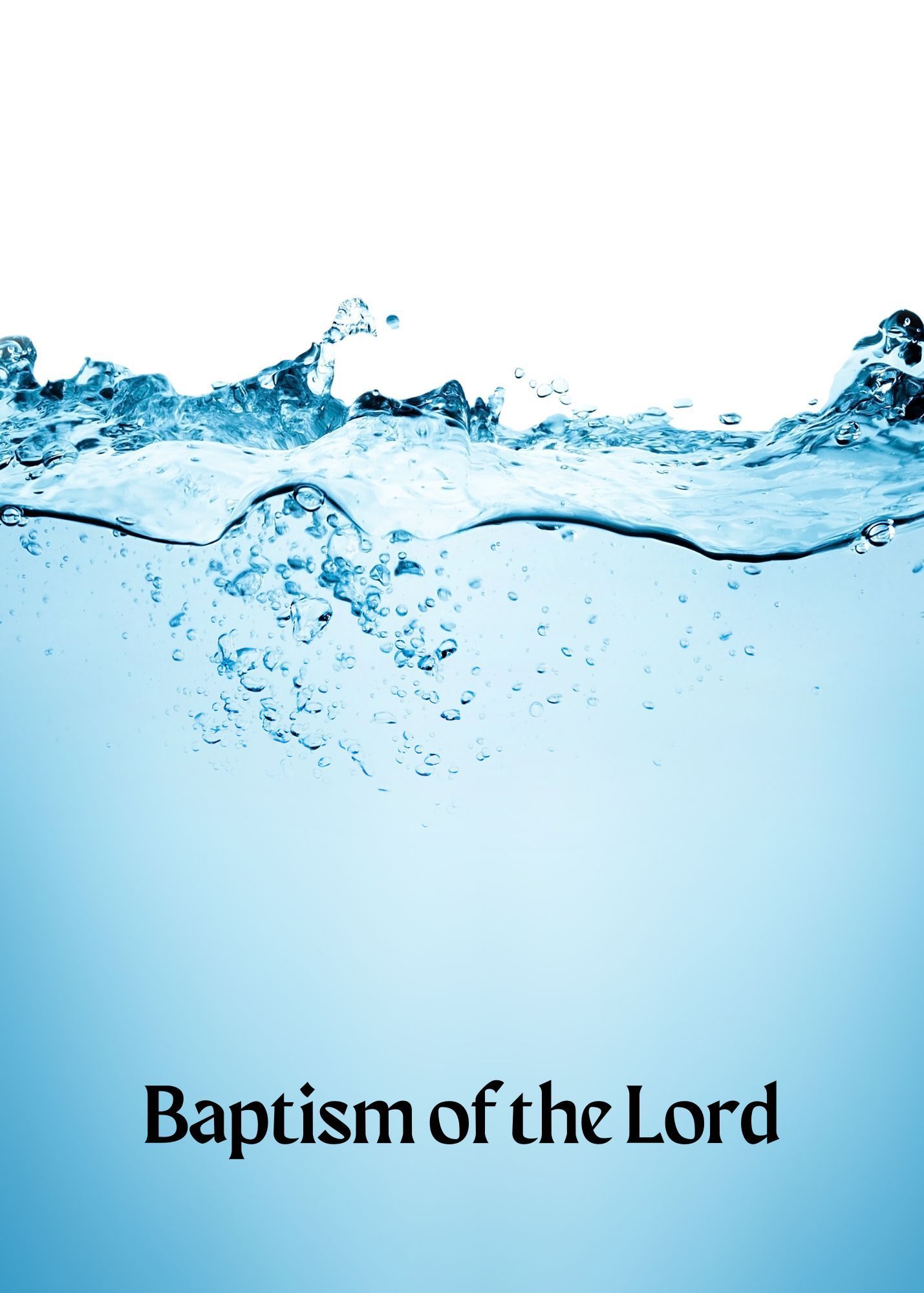 A splash of blue water against a white background with the text
