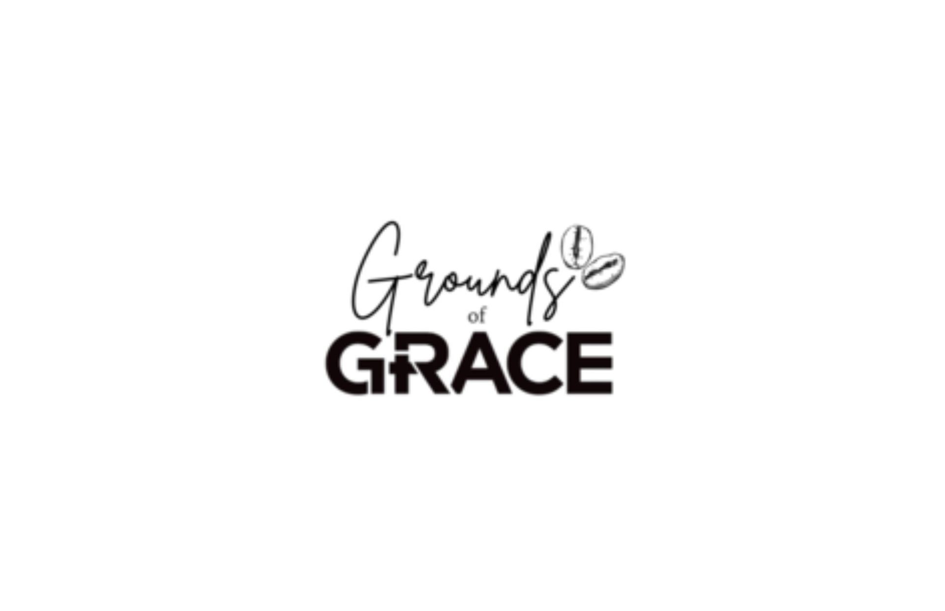 Logo for Grounds of Grace, a coffee shop. Text 