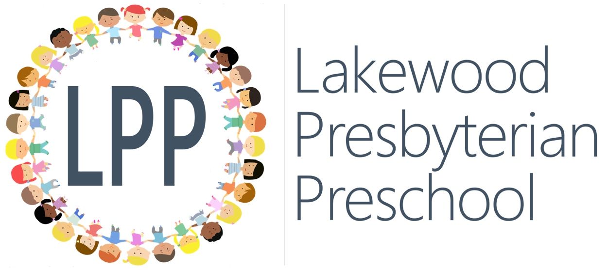 Logo for Lakewood Presbyterian Preschool featuring a circle of diverse children holding hands around the letters 