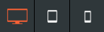 Orange TV icon, white tablet icon, and white phone icon on a dark background.