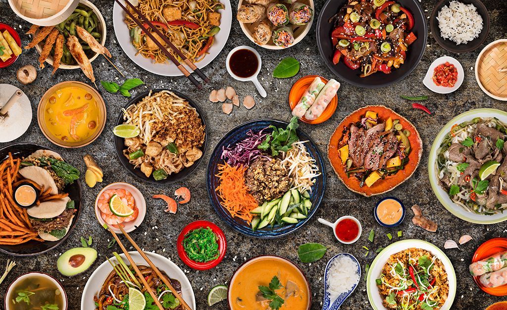 many dishes of spicy food