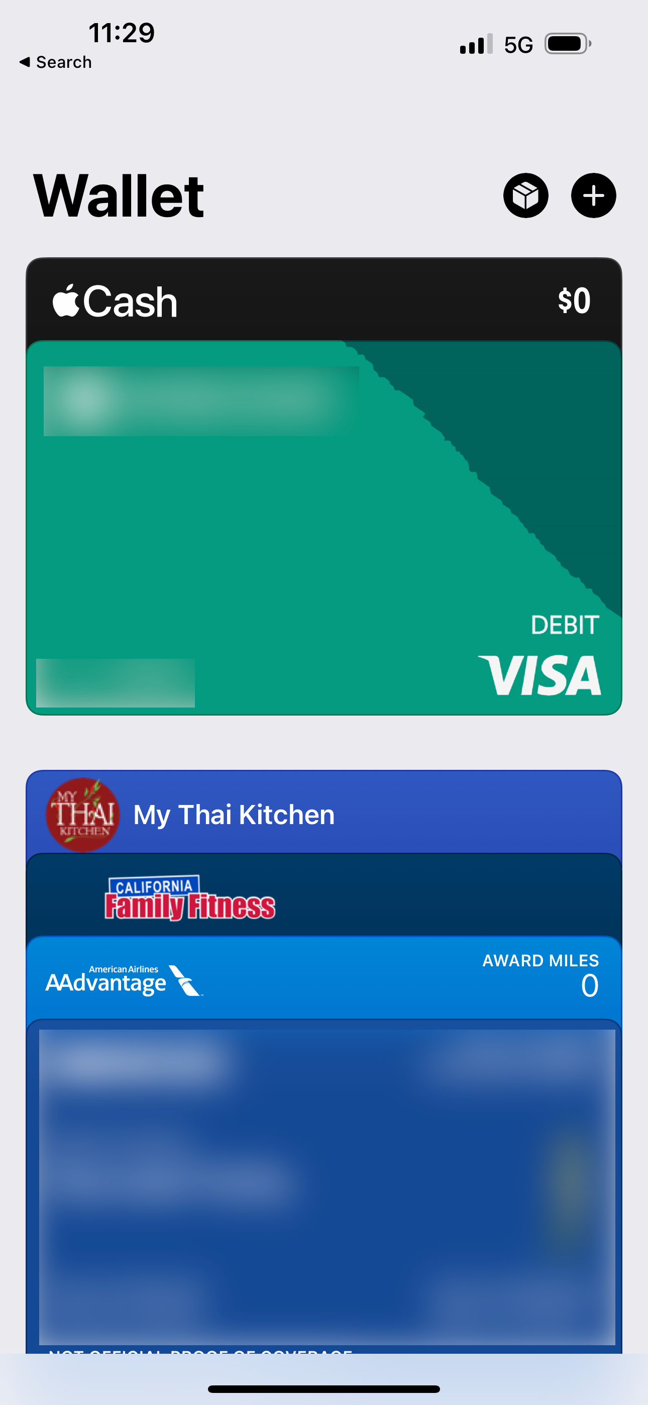 Wallet app displaying My Thai Kitchen e gift card
