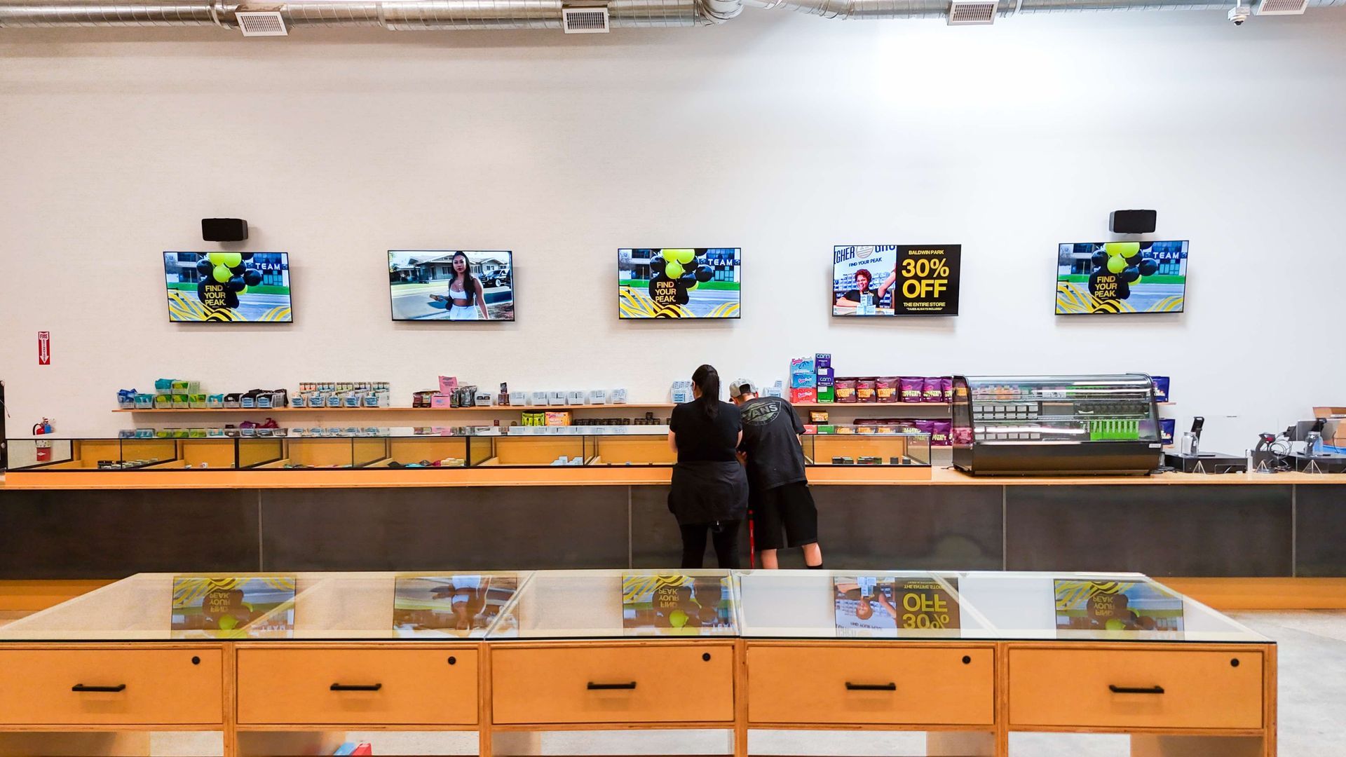 the inside of a store called higher ground