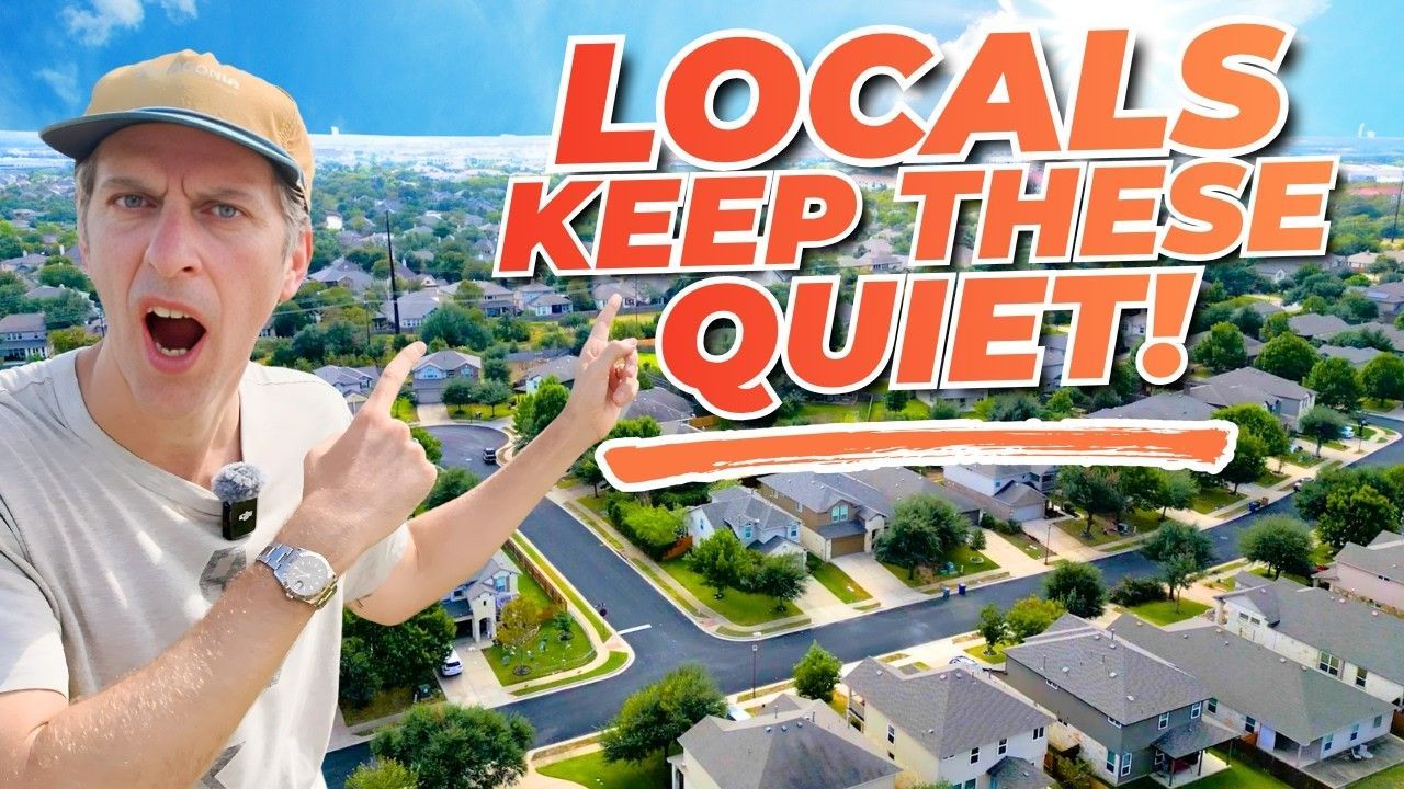 Man in tan hat points over suburban neighborhood with bold text: “LOCALS KEEP THESE QUIET!”