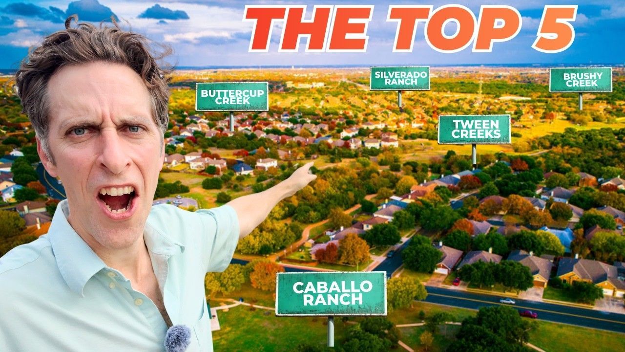 Man speaking over an aerial view of Caballo Ranch, titled “THE TOP 5” with location labels.