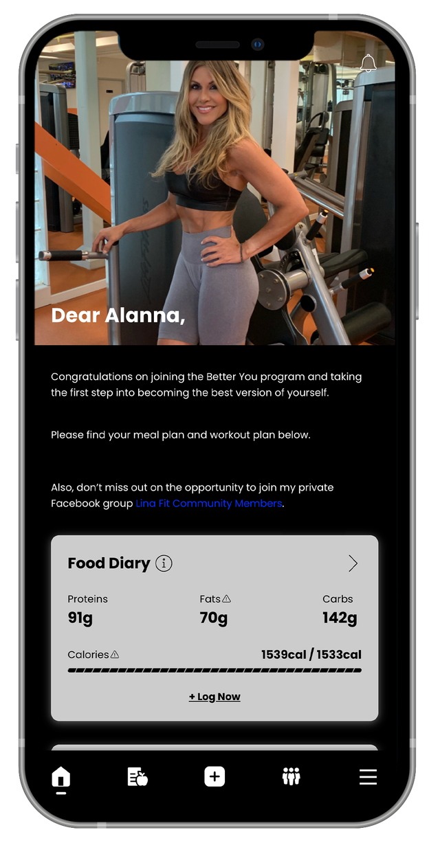 Stronger You App dashboard screen