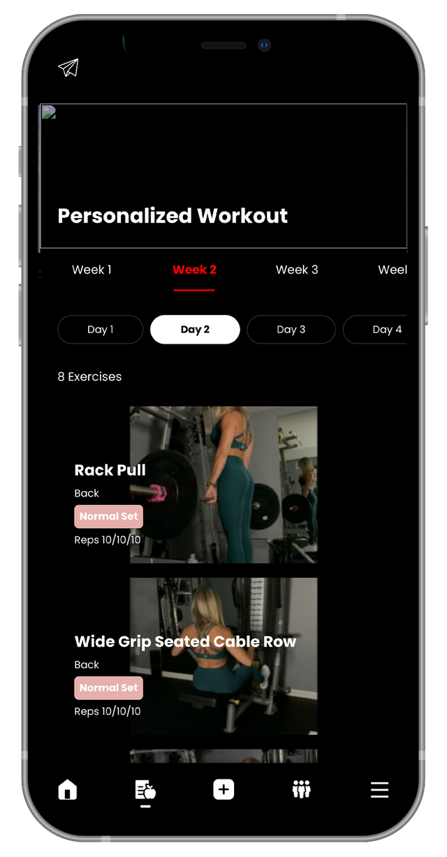 Stronger You App workout program screen