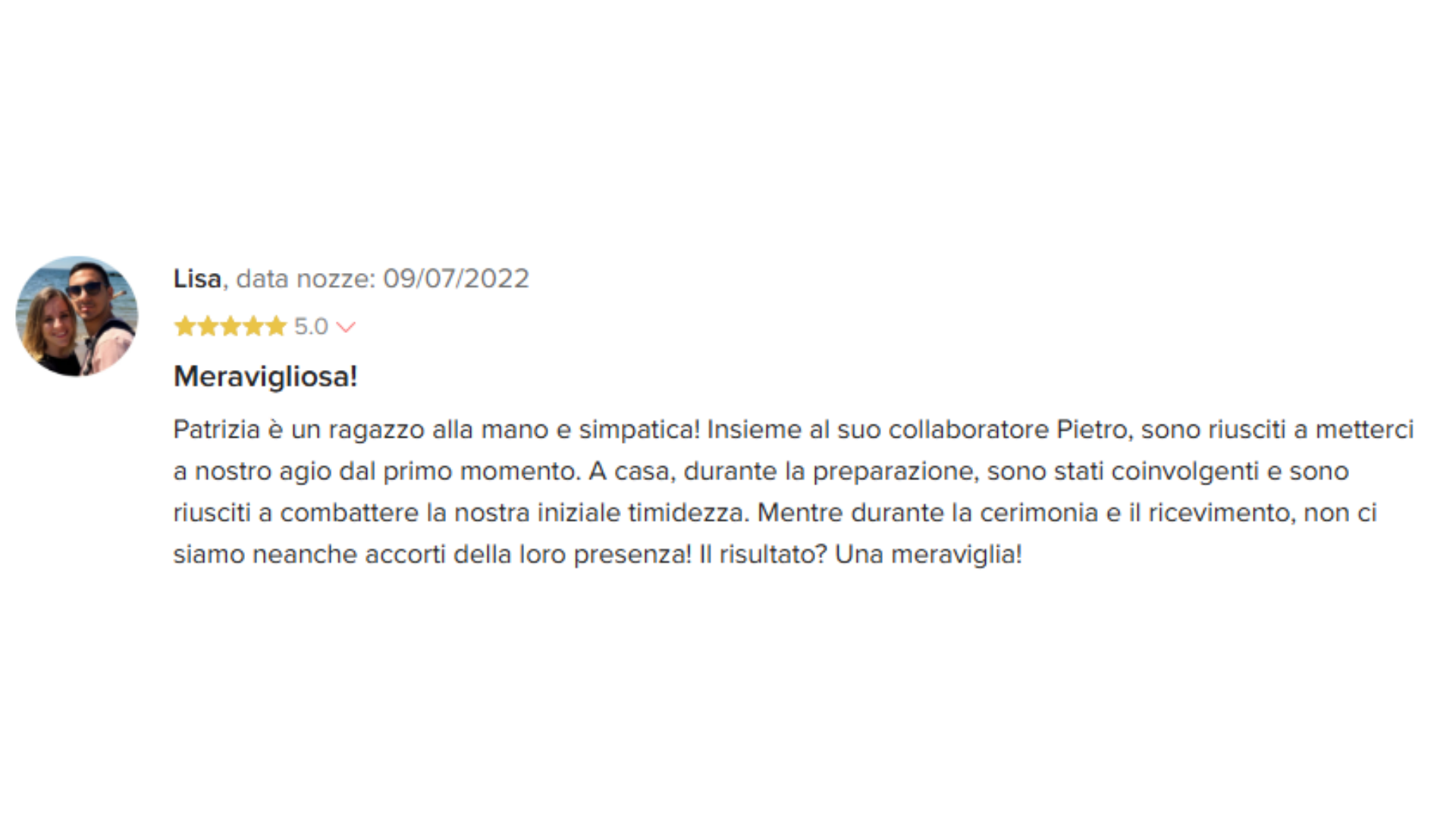Recensione positiva fotografo matrimonio modena