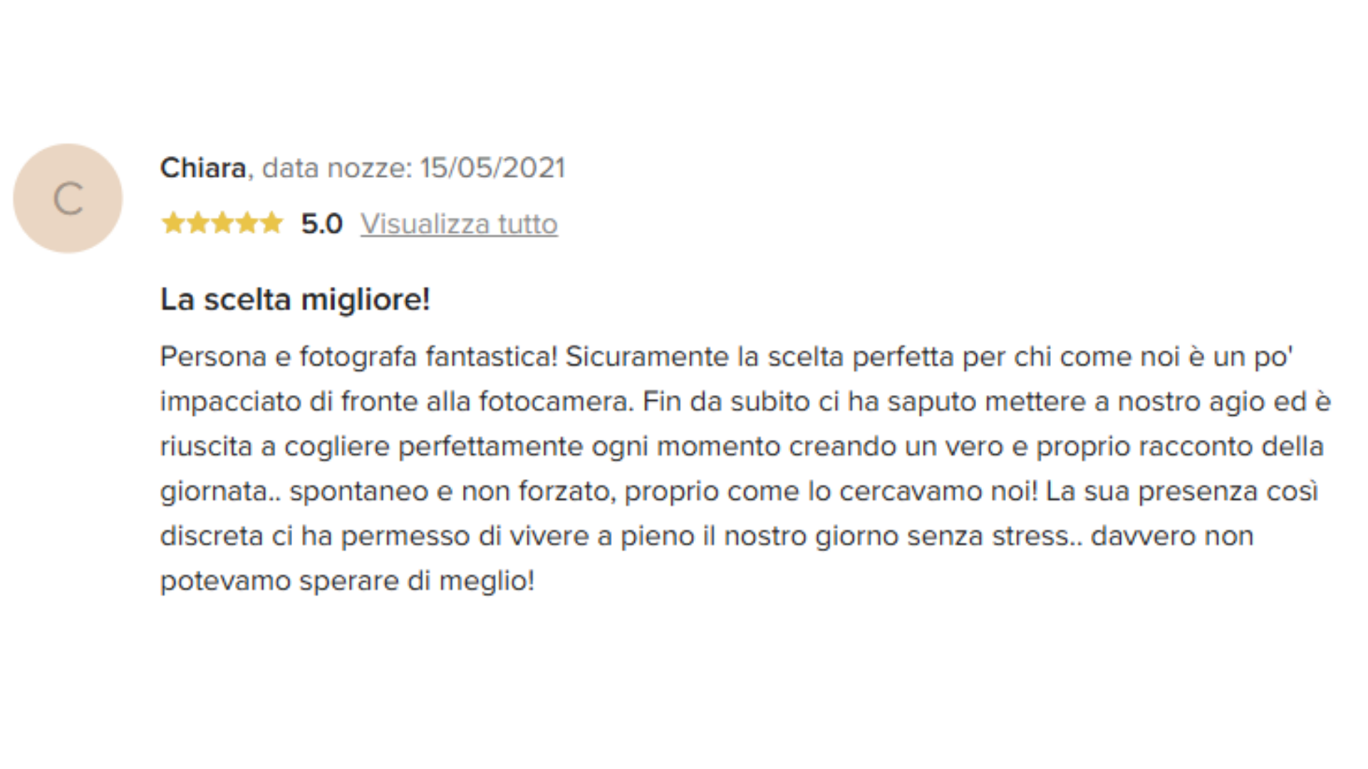 Recensione positiva fotografo matrimonio modena