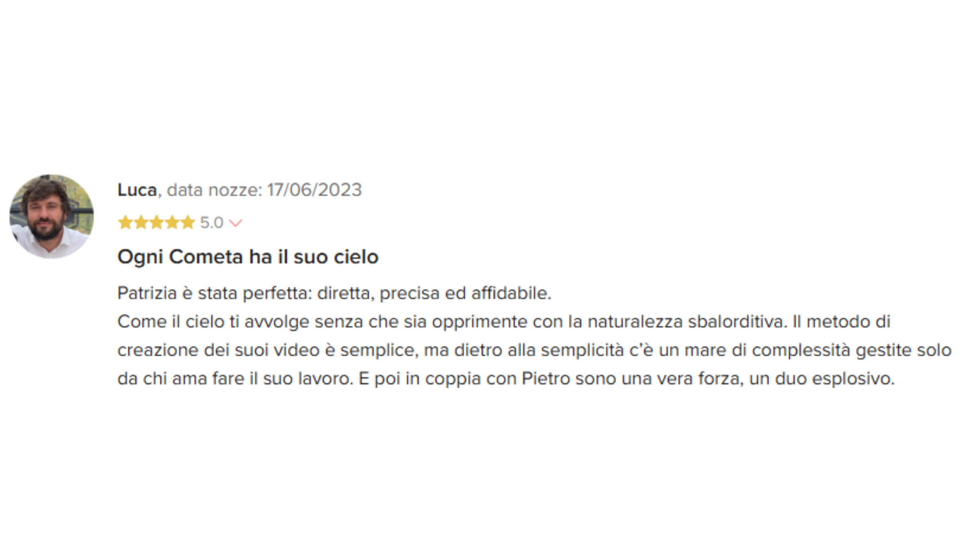 Recensione positiva fotografo matrimonio modena